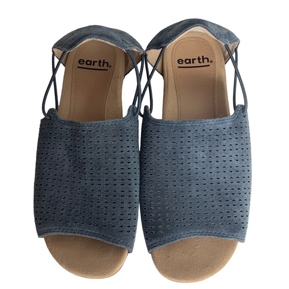 Earth Alder Abra Indigo Suede Perforated Open Toe Comfort Sandals Shoes Sz 6M - Picture 2 of 12